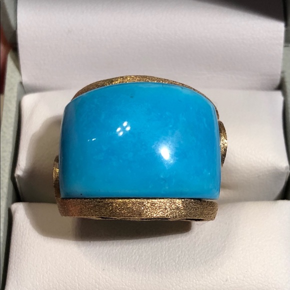 Blue Howlite Gold Statement Ring - Picture 2 of 15